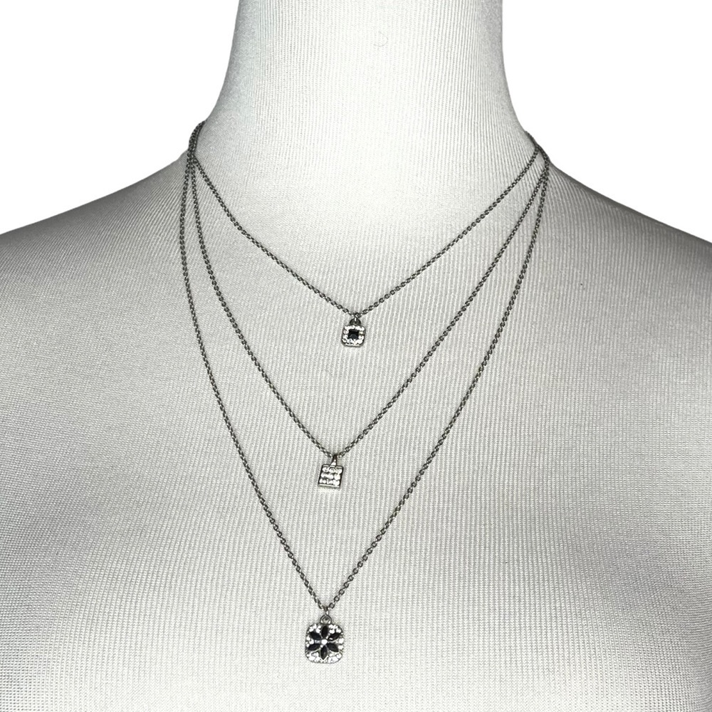 Triple Layered Boho Silver Charm Necklace